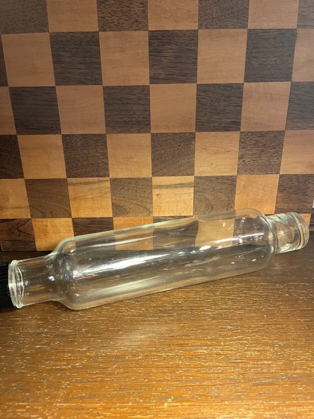 Vintage Clear Glass Ice Water Pastry Rolling Pin A864